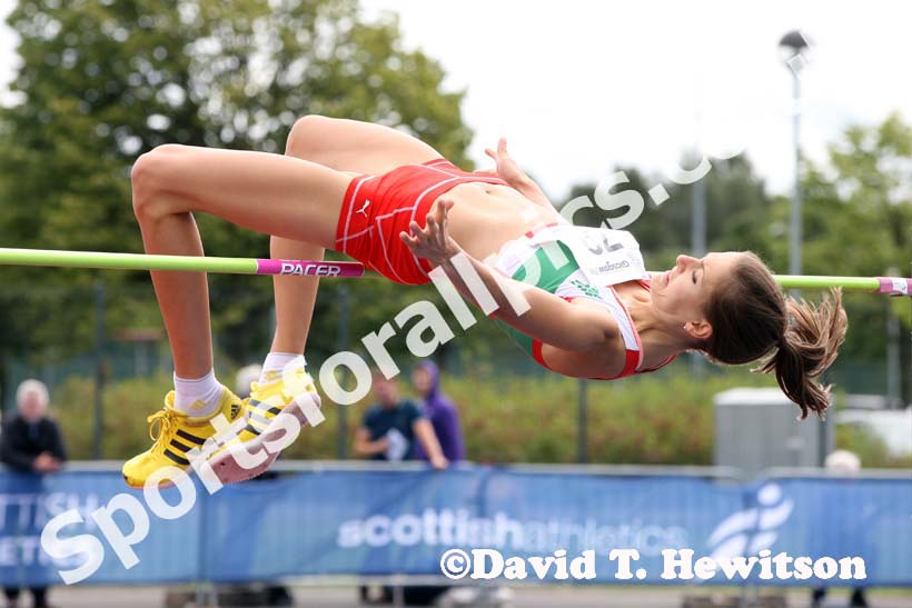 Isobel Pooley winner of the high jump at the Scottish Championships, Scotstoun  Stadium, Glasgow.